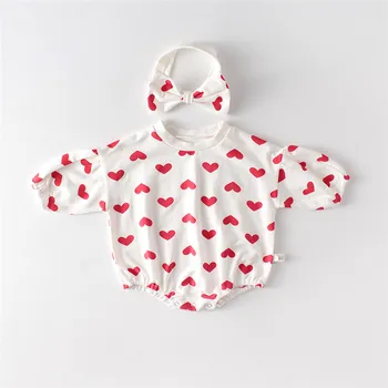 0-24m Žavinga naujagimiui drabužių Pavasario rudens kūdikis, berniukas ir mergaičių romper visą širdį spausdinimo ilgai sleeeve jumpsuit childre 42239