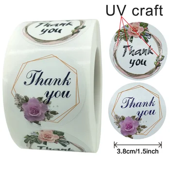1.5 Colių Turas Širdies Dėkojame Jums už paramą Mano Mažas Verslas, Kad Lipdukai Įspaustu Gėlių Etiketės Paketas Paketas Ruoniai