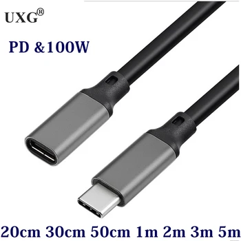 10Gbps Gen2 Tipas-C USB 3.1 Male USB-C Moterų Pratęsimo Duomenų 100W Įkrovimo Kabelis Extender Laido Grįžtamasis Projektavimo 0.3m1m 2m 5m 96251