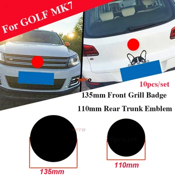10vnt Automobilio Dekoracija Golf MK7 135mm 110mm Priekinės Grotelės Ženklelis Galiniai Kamieno Emblema Logotipas Ženklelis Apima Automobilio Aksesuaras ABS