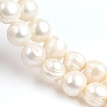 12-13mm Natūralios Baltos spalvos Gėlavandenių Perlų Karoliukai, Apvalūs Prarasti Tarpiklis Granulių Papuošalai Priėmimo 