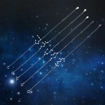 12 Žvaigždė Zodiako Ženklų Mergelės Horoskopas Cirkonis Astrologija Galaxy Apyrankę S925 Sterlingas Sidabro Papuošalai Gimtadienio Draugystė