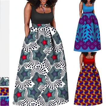 14Colors Afrikos Suknelės Moterims Mados Vaškas Ankara Sijonai Ponios Suknelė Plius Dydis Drabužių, Apsiaustą Africaine Afrikos Drabužiai 128581
