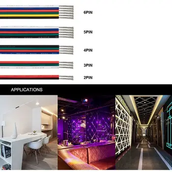 18AWG Elektros kabelis LED Jungtis ilgiklis 10m/20m/100m 2 pin/3pin/4pin/5pin kabelį, Laidą WS2812B RGB LED Juostos