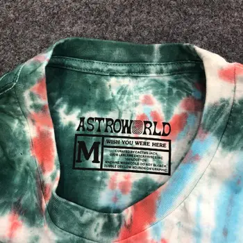 19SS Scott Travis Astroworld Marškinėliai 1:1 Aukštos Kokybės Svetimų Kaklaraištis Dažų Tee gatvės rinką T-shirt Hip-Hop ASTROWORLD Marškinėlius Viršuje Tee