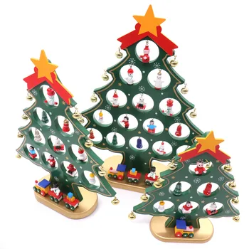 1pc 3Sizes Žaliosios Medinės Dirbtinės Kalėdų Eglutės papuošalus Papuošalai Medienos Mini Kalėdų Eglutės Dovana Ornamentu Stalo Apdailos