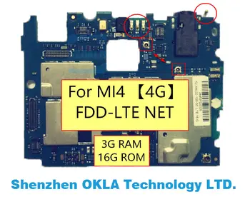 1pcs Už Xiaomi 4 M4 MI4 4G FDD LTE, 3G RAM 16GB ROM Mainboard Motina valdybos Logika Valdybos Pakeitimas nuo originalaus telefono 1327