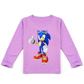 2-16Years Vaikų Sonic The Hedgehog Vaikams Drabužių Bamblys Berniukams ilgomis Rankovėmis Viršūnes Mergaitėms Tshirts Animacinių filmų Kūdikio Drabužius 153983