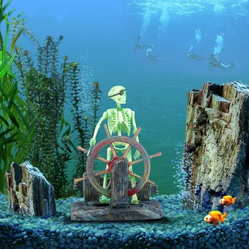 2019 Naujų Veiksmų-Akvariumas Ornamentu Skeleto Piratu Kapitonas Žuvų Bakas Kraštovaizdžio Puošmena Naujų Naminių Reikmenys