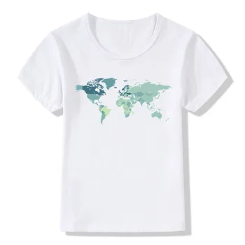 2020 m. Vaikų Spausdinti Pasaulio Žemėlapyje T-shirt O-Kaklo trumpomis Rankovėmis Vasarą Vaikai, Mergaitės ir Berniukai, Streetwear Atsitiktinis T Shirt Baby Top Tee ooo729 3492