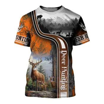 2020 metų vasaros Vyrų Mados marškinėliai Gražus Medžioklės Briedis /elnių/Meška 3D Atspausdintas T marškinėliai, Unisex Harajuku Atsitiktinis marškinėliai tee viršūnės