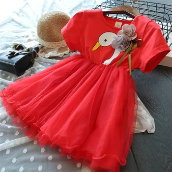 2020 Naujų Korėjos Vaikų Suknelė Kūdikių Mergaitės Trumpi Rankovėmis Vasarą Cartoon Drabužiai Suknelė Mergaitėms Nuo 1 Iki 6 Metų Princess Tutu Suknelė