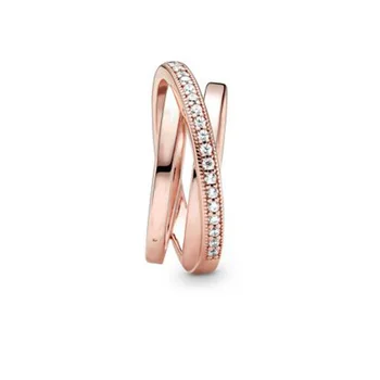 2020 Valentino Dieną 925 sterlingas sidabro Žiedai Crossover Per Trigubas Juostos Žiedas Moterų mados juvelyrika Vestuvių dovana 99743