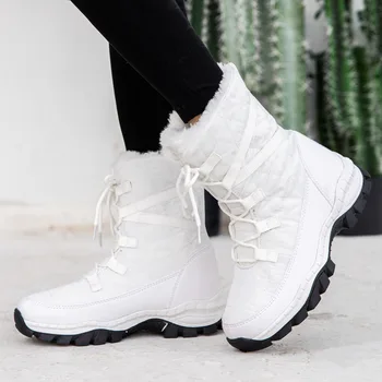 2020 Žieminiai batai Aukštos Moterys Sniego Batai pliušinis Šiltas batai Plius dydis-35 didelių 42 lengva dėvėti mergina balti batai moteriška karšto batai