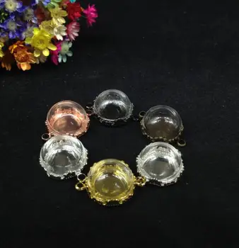 20pcs 15mm mix spalva pusrutulyje aišku, pusė raundo butelio Stiklo kupolas padengti gėlių bazės dėklas stiklo buteliukas pakabukas karoliai priedų