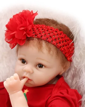 22 colių 55cm bebe žaislą dovanų kūdikis reborn lėles audinio organas, raudona kalėdų dress vaikų mergaičių žaislų, dovanų bonecas atgimusios de silikono 116483