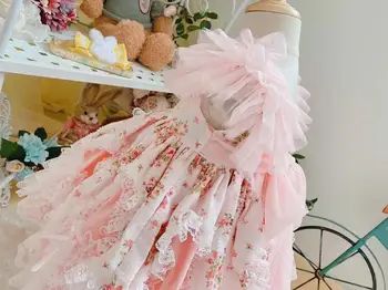 2VNT ispanijos Lolita princess dress Nėrinių susiuvimo spausdinti Rankovių mielas kamuolys suknelė gimtadienio Velykų suknelė mergaitėms vestidos Y3105