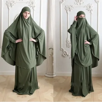 2vnt Musulmonų Maldos Drabužiu Abaja Nustatyti Moterų Niqab Burka Saudo Arabija Hijab Ilgai Khimar Ramadanas Jilbab Sijonai Amadan Garbinti Skraiste 153950