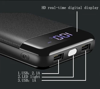 30000mah Galia Banko Išorės Baterija PoverBank 2 USB LCD Powerbank Nešiojamas Mobiliojo telefono Įkroviklio Xiaomi MI iphone XS Max 7 8 58173