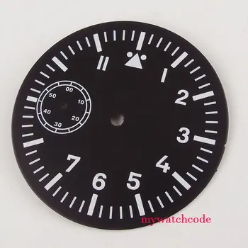 39.1 mm, Black Laikrodis Ciferblatas Šviesos Rinkimo Tinka ETA 6497 Mens Watch D55
