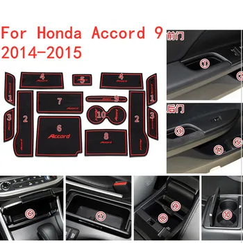 3D Gumos Kilimėlis Honda Accord 9-M. Lnterior Anti-Slip Mat Durų Plyšį Trinkelėmis Taurės, Pagalvėlės formos Griovelio, Mat Automobilių Reikmenys 15vnt 153354