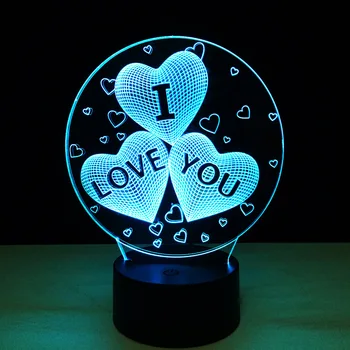 3D LED iliustracija Lempos Romantiškos Meilės Naktį LED Žibintai Naujovė Iliuzija Nakties Žibintas 3D Stalo Lempa Namų Dekoratyvinės Šviesos 10051