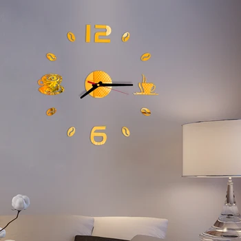 3D Veidrodis, Sieninis Laikrodis Modernaus Dizaino Kvarcinius Sieninis Laikrodis Lipni Šiuolaikinės Išjungti Akrilo Meno Analoginis Virtuvė 