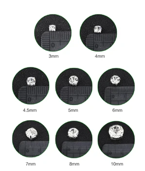 3mm, 4mm 5mm, 6mm 7mm 8mm Black Diamond formos Stiklo Kristalų, cirkonio su sidabriniais letena 