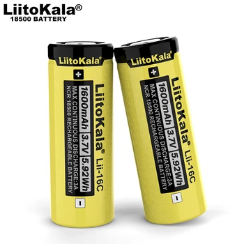 4-40PCS LiitoKala Lii-16C 18500 1600mAh 3A), 3,7 V / 4,2 V įkraunama ličio jonų baterija sulčiaspaudė / žibintuvėlis