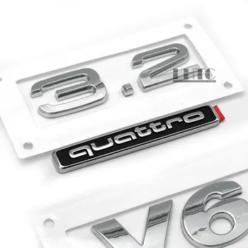4x Chrome Apdaila Kūno Pusėje V6 & Galiniai 3.2 Quattro Ženklelis Emblema OEM AUDI A3 A4 A5 A6 Q5 TT