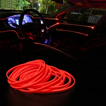 5 Metrų Lankstaus Neono EL Viela Dekoratyvinės Lempos Automobilio 12V LED Šaltos šviesos Šviesos Juostos Vidaus Apdaila, Automobilių stilius