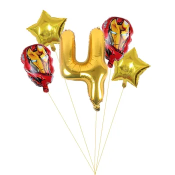 5 vnt geležinis Žmogus temą, Aliuminio folija, balionas Raudonas numeriai Berniukams ir kūdikiams gimtadienio Sienų apdailai Vaikas žaislas balionas 1796
