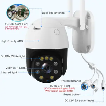 5MP 2MP Belaidžio 4G Wifi Saugumo Kameros 1080P HD 5X Optinis Priartinimas PTZ IP Kamera Lauko Namų Saugumo VAIZDO Stebėjimo Kamera