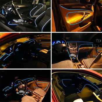 6m RGB Pluošto eOptic Atmosfera Lempos, Automobilių Interjero, Aplinkos Šviesos Toyota Corolla Camry Prado Avensis Yaris Rav4 Auris