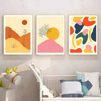 Abstracto formas de sol imagem da parede cartaz dos desenhos animados pica 