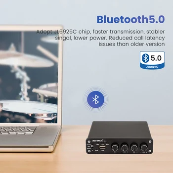 AIYIMA Bluetooth 5.0 Stiprintuvai TPA3116D2 HiFi Garso Stiprintuvas 4 Kanalų 50Wx4 Namų Kino Garsiakalbių Amplificador Garso Amp DIY