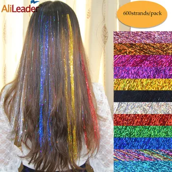 Alileader 12colors Sparkle Hightlihgt Spalvotų Blizgučiais, Plaukų 600stands/pak Sintetinių Pratęsimo Blizgučiai Pasakų Plaukų Mergaitėms