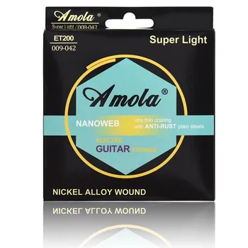 Amola ET200 .009-.042 Elektrinės Gitaros stygos nikelio lydinio žaizdos muzikos instrumentai, gitaros priedai 35636