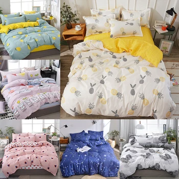 Animacinių filmų geltona ananasų lovos užvalkalai mielas patalynės komplektas namų Tekstilės antklode padengti lova lapas antklodė padengti vaikas karalienė king size 19529