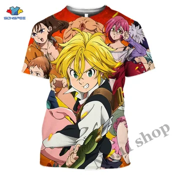 Anime 3d print t shirt Vyrai Septynios Mirtinos Nuodėmės, Nanatsu Nr. Taizai Moterų mados t-shirt Harajuku tees marškinėliai homme marškinėlius A67 1093