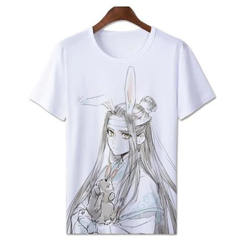 Anime Mo Dao Shi Zu Cosplay Kostiumai, Neprijaukintas Wei Wuxian Lan Wangji Cosplay T-shirts MDZS Balto Print Tshirts Moterų CS359 29025