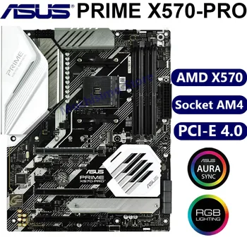 Asus PRIME X570-PRO motininę Plokštę Socket AM4 Mainboard DDR4 Įsijungimas M. 2 PCI-E 4.0 Originalus Stalinis Kompiuteris AMD X570 Pro Naudotas