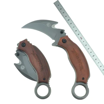 Aukštos kokybės cs go counter-strike karambit peilis sulankstomas taktinis medžioklės šalto apdaila plieno peilis su medžio rankena EDC įrankis 23260