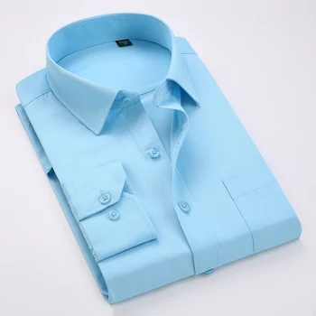 Aukštos kokybės klasikinės ruoželiniu vyrų socialinės marškinėliai ilgomis rankovėmis reguliariai tinka atsitiktinis plius dydis 5xl suknelė marškinėliai 4790