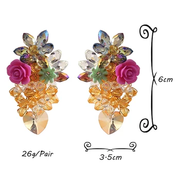 Aukštos kokybės rankų darbo Spalvinga kristalų Gėlių auskarai Naujas mados lašas auskarai Papuošalai, Aksesuarai Moterims