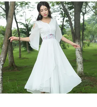 Aukštos Kokybės Sprogimai Laisvalaikio kinų stiliaus Puoštas atitikimo Suknelės Moterims, pavasarį, rudenį Atsitiktinis Suknelė 149521