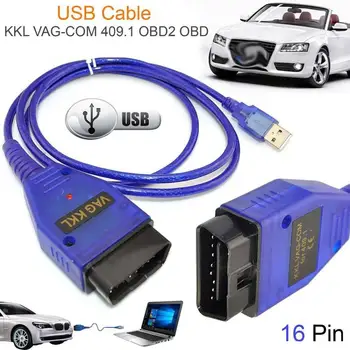 Automobilinis USB Vag-Com Sąsajos Kabelis KKL VAG-COM 409.1 OBD2 OBD II Diagnostikos Skaitytuvas Auto Aux Kabelis 9523