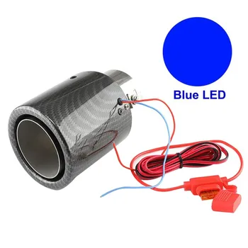 Automobilio LED dujų Išmetimo Duslintuvo Patarimas Vamzdis Raudona/Mėlyna Šviesa Degančių Tiesiai Automobilių Modifikuoti Vieno Lizdo Išmetimo Vamzdžio Uodega Gerklės Universalios