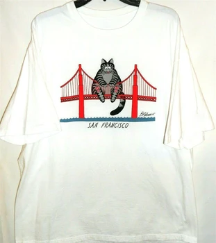 B Kliban Katė San Francisko Mens Xl Crazy Marškinėlius Golden Gate Bridge Trumpas Rankovės Klasikinis Užsakymą Dizaino Marškinėliai 152448
