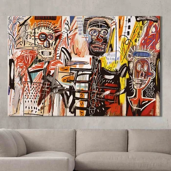 Basquiat Abstrakčios Tapybos Drobės Gatvės Grafiti Sienos Menas, Plakatų ir grafikos Robotas Wall Nuotraukas Kambarį Namų Dekoro 133973